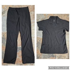 Charcoal BLK JOCKEY SCRUB SET. Small-T Bottoms,Med Top